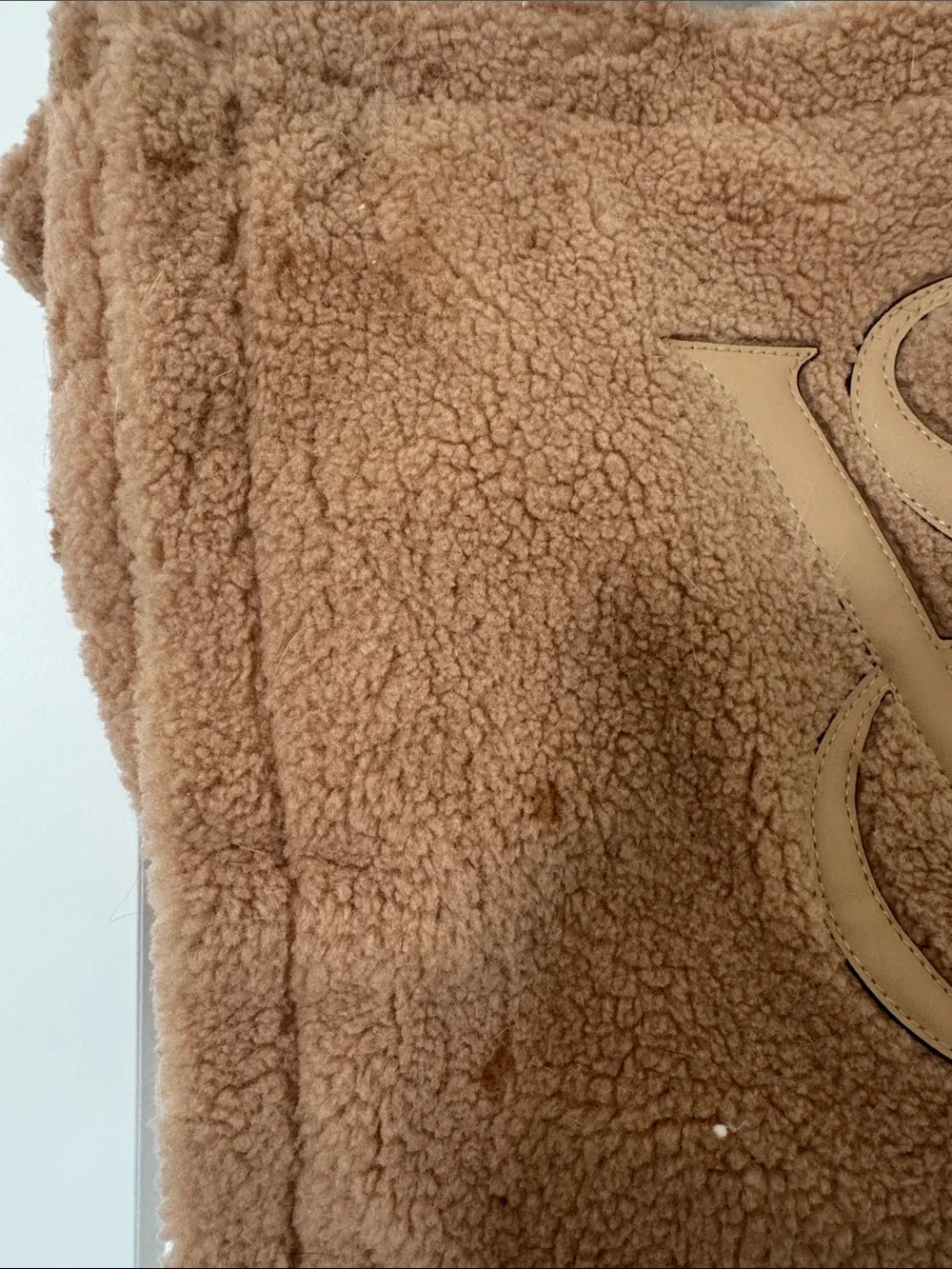 Victoria's Secret Tan Shearling Tote with Embossed VS Logo
